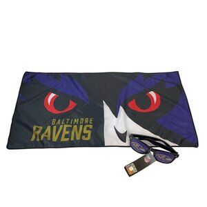 Baltimore Ravens Mini Banner and Baltimore Ravens NFL Sunglasses Fan Bundle